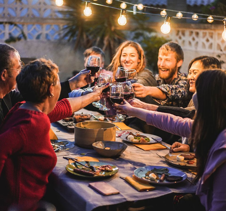 A group of friends toasting 