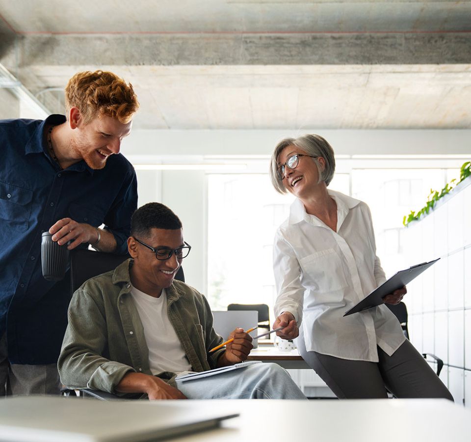 Business team look into charts