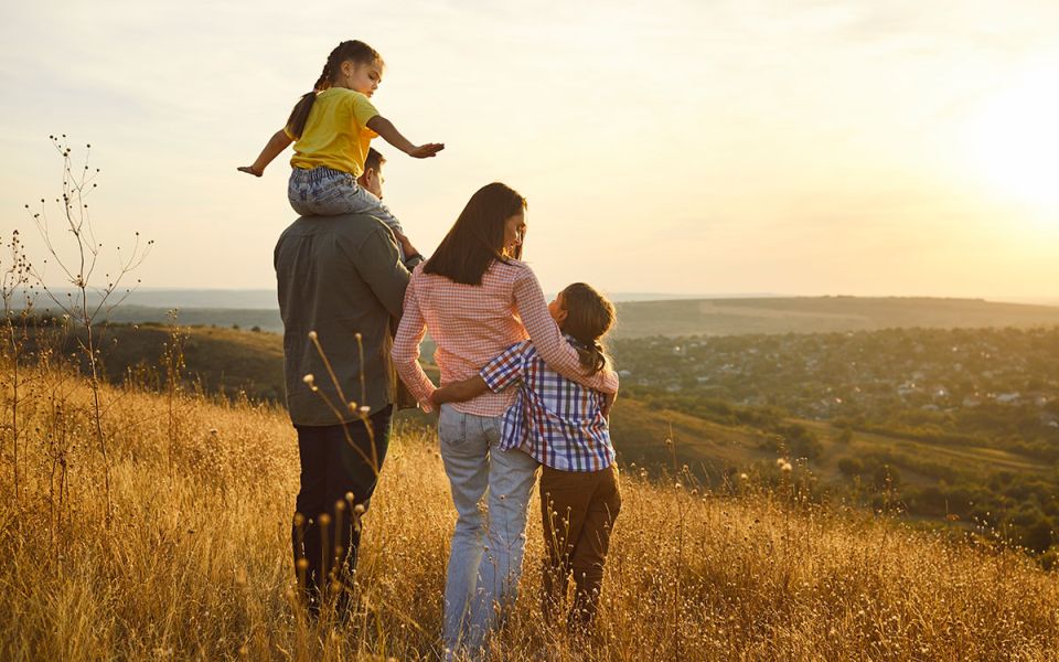 family in field
